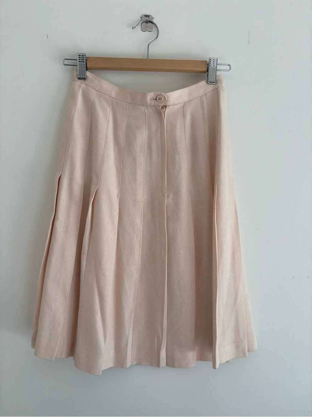 Vintage Pleated Midi Skirt in Blush Pink